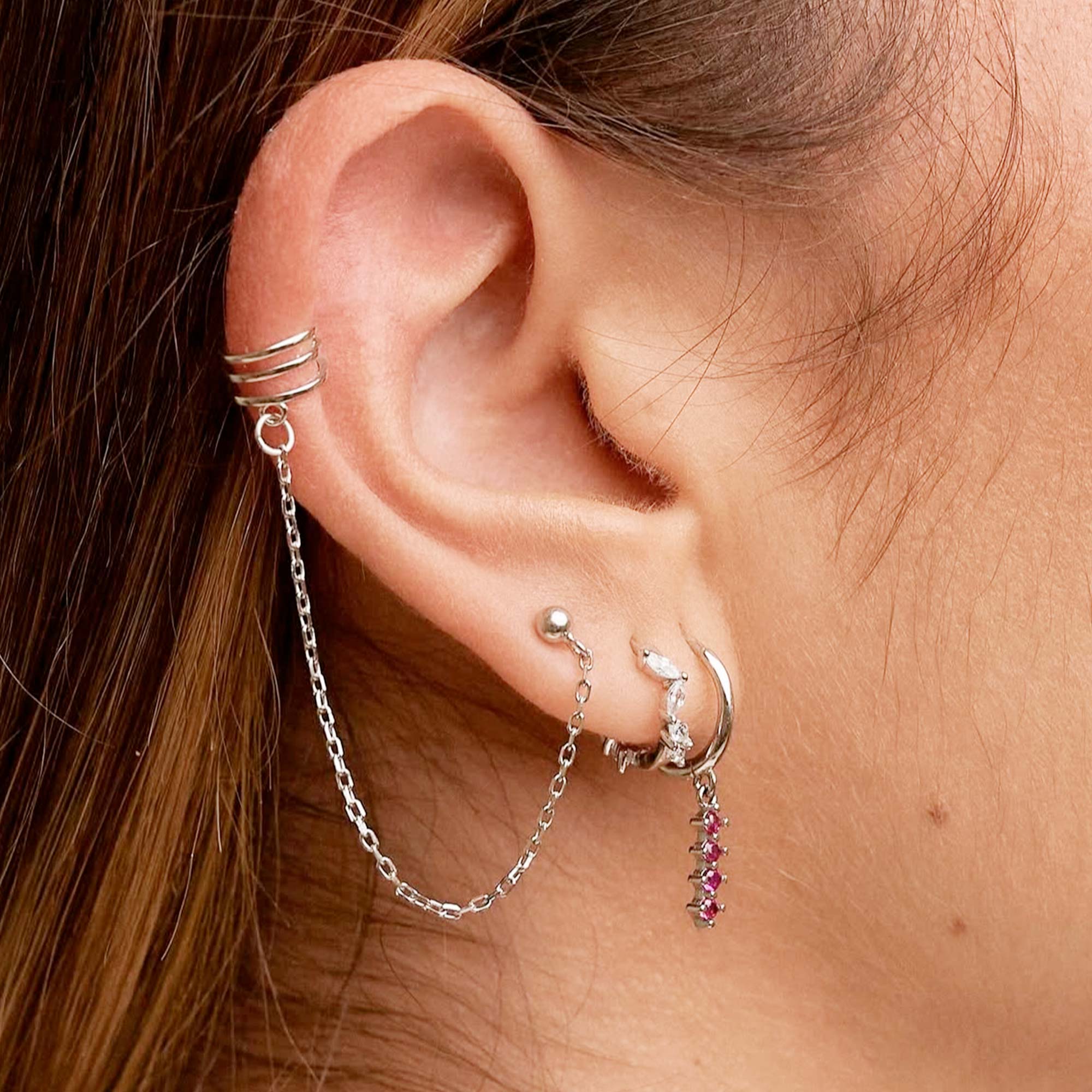 Pendiente Alexis cadena ear cuff plata - Imagen 2