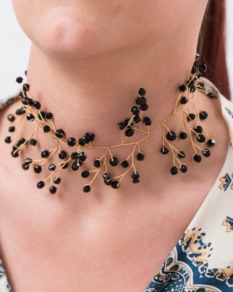 Chocker-Perlas-Piedras-negro-Gold2