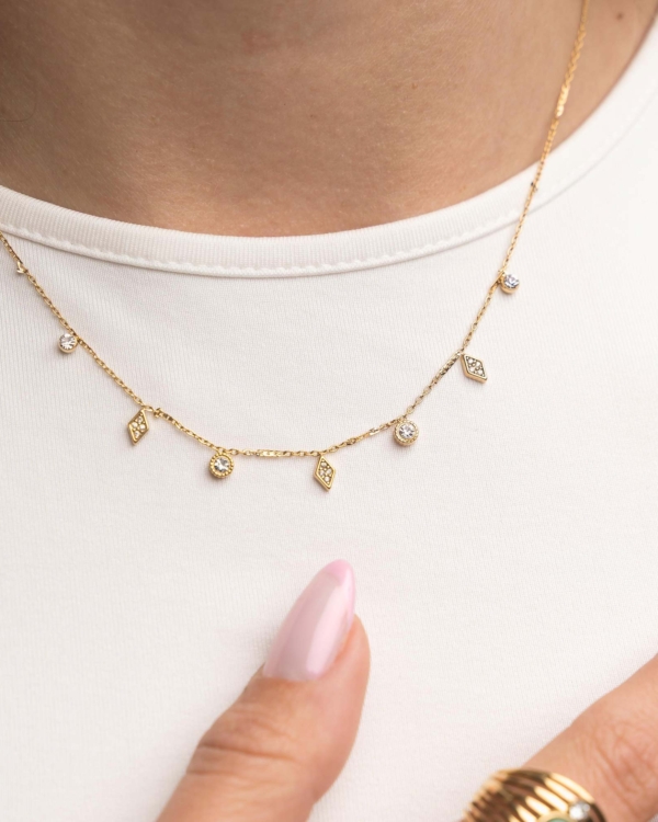 Collar Rombos y Circonitas Gold
