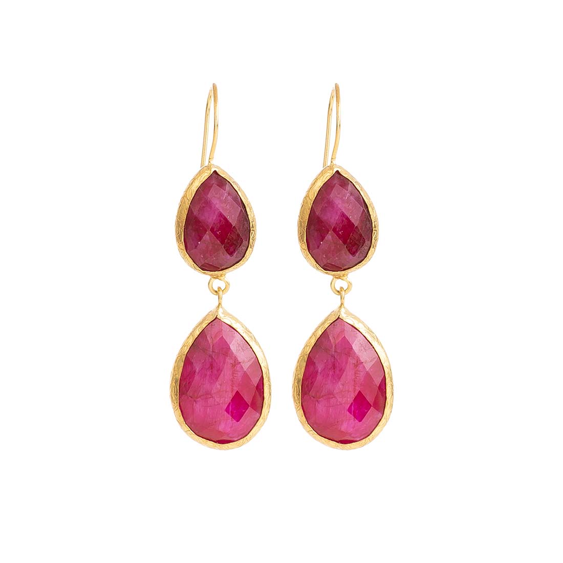 Pendientes Nest Cuarzo Fucsia Dorados 100 y Cientas