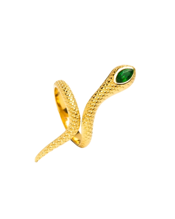 Anillo-Serpiente-Verde-Gold