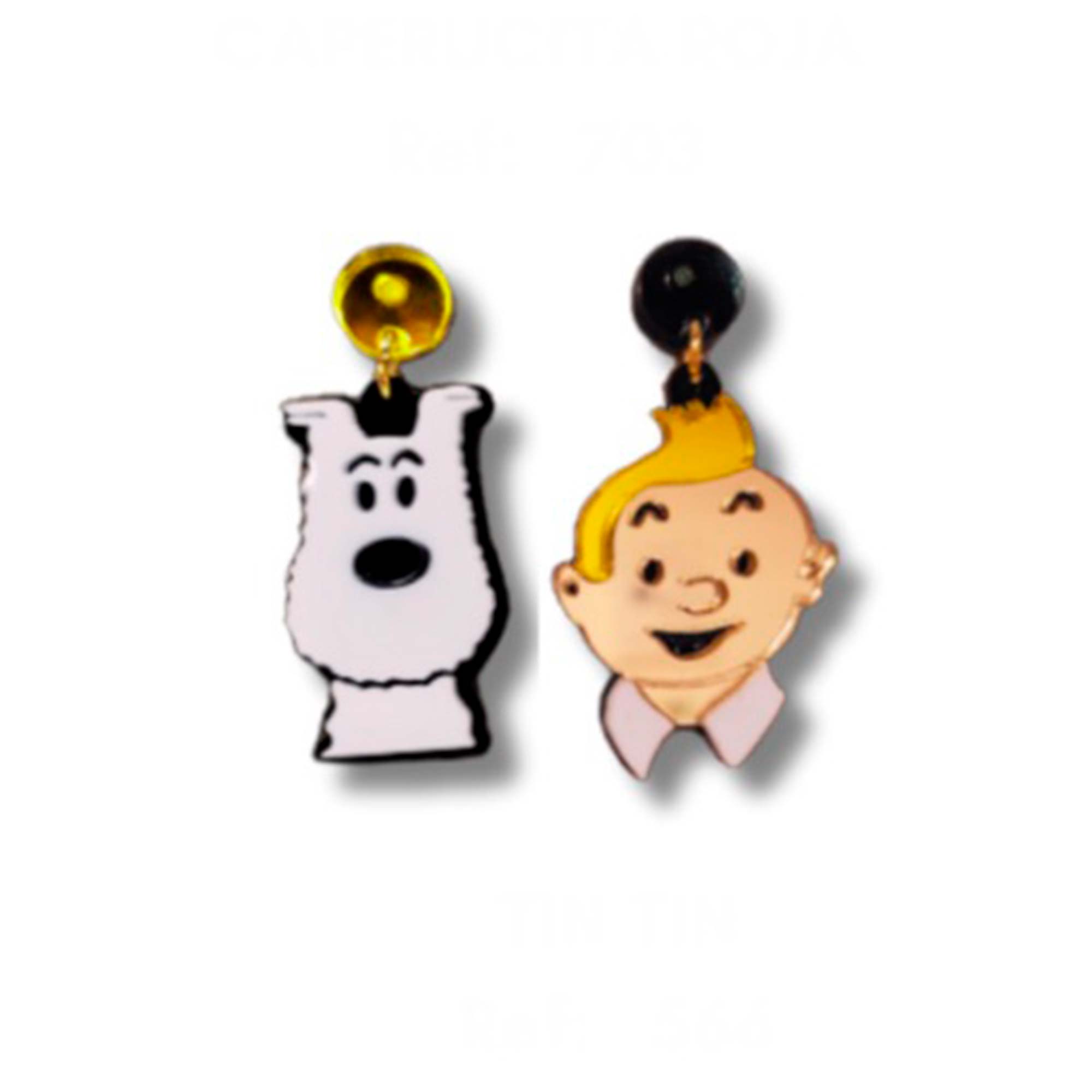 Pendientes Tintín y Milú METACRILATO