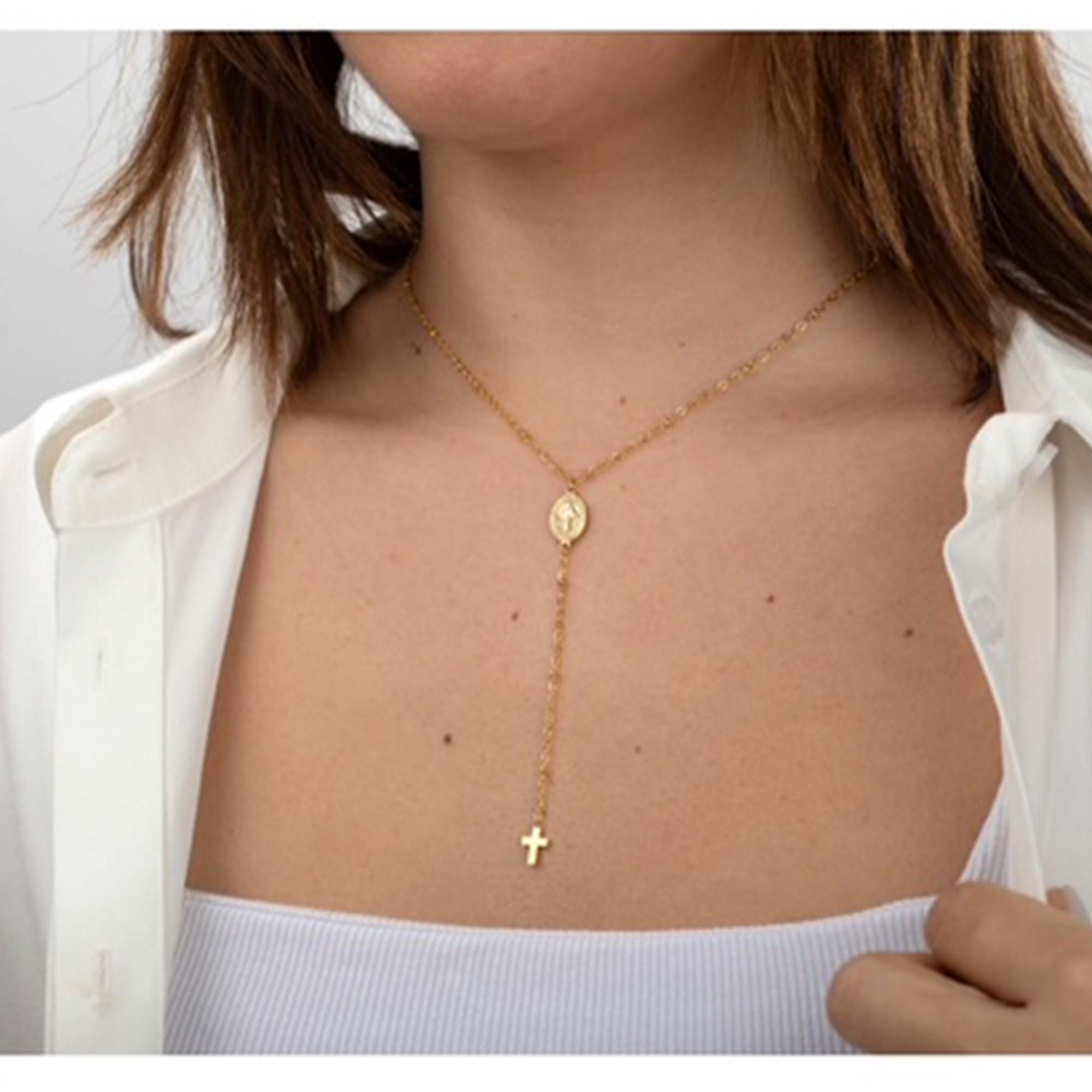 Collar Rosario Milagrosa Cruz Gold