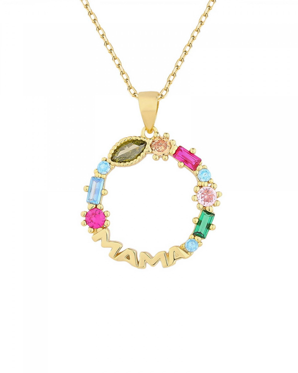 Collar Mama Circulo Czs Colors Oro