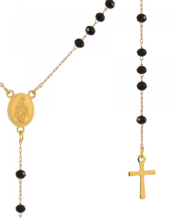 Collar Rosario Piedras Negras Gold