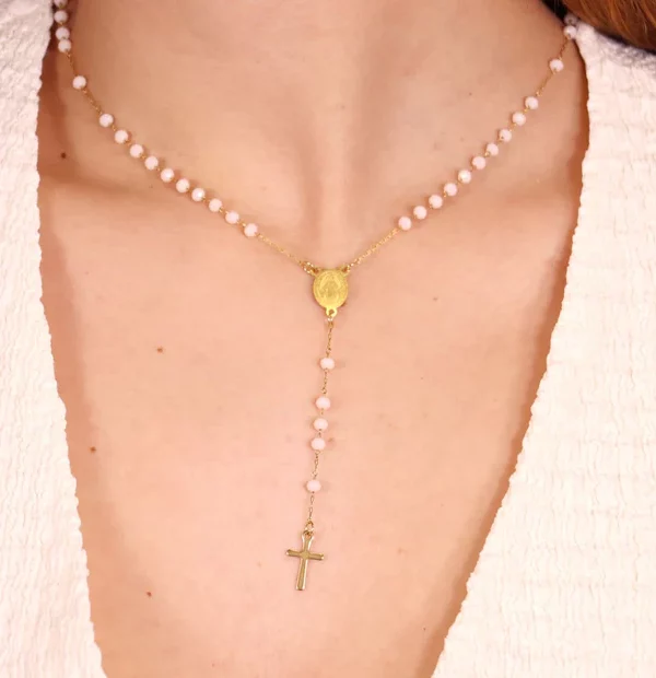 Collar Rosario Piedras Nude Gold