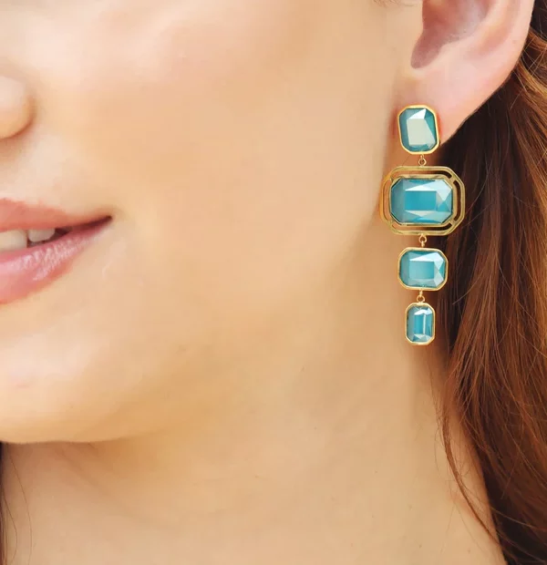 Pendientes Pixels Glow Azul Gold