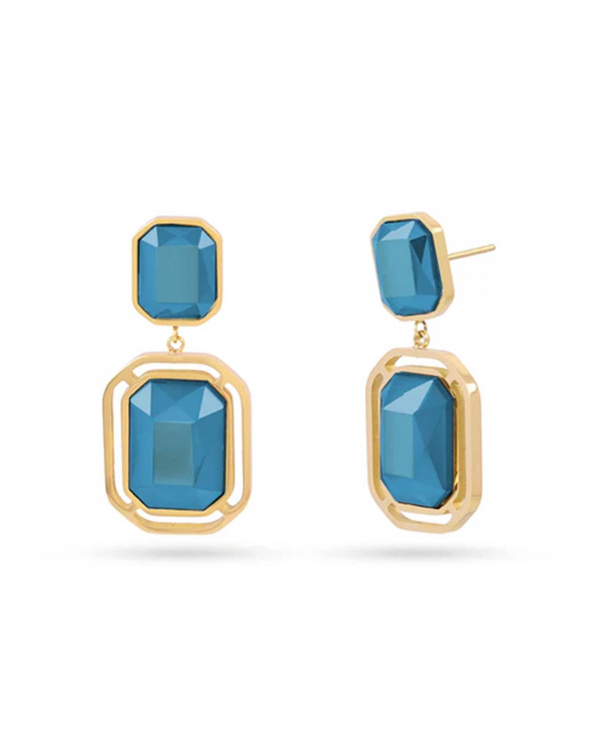 Pendientes Pixels Luni Azul Gold
