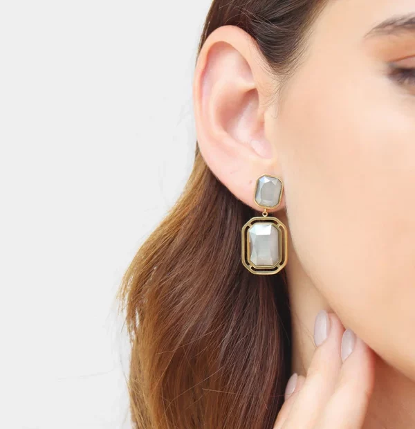 Pendientes Pixels Luni Gris Gold