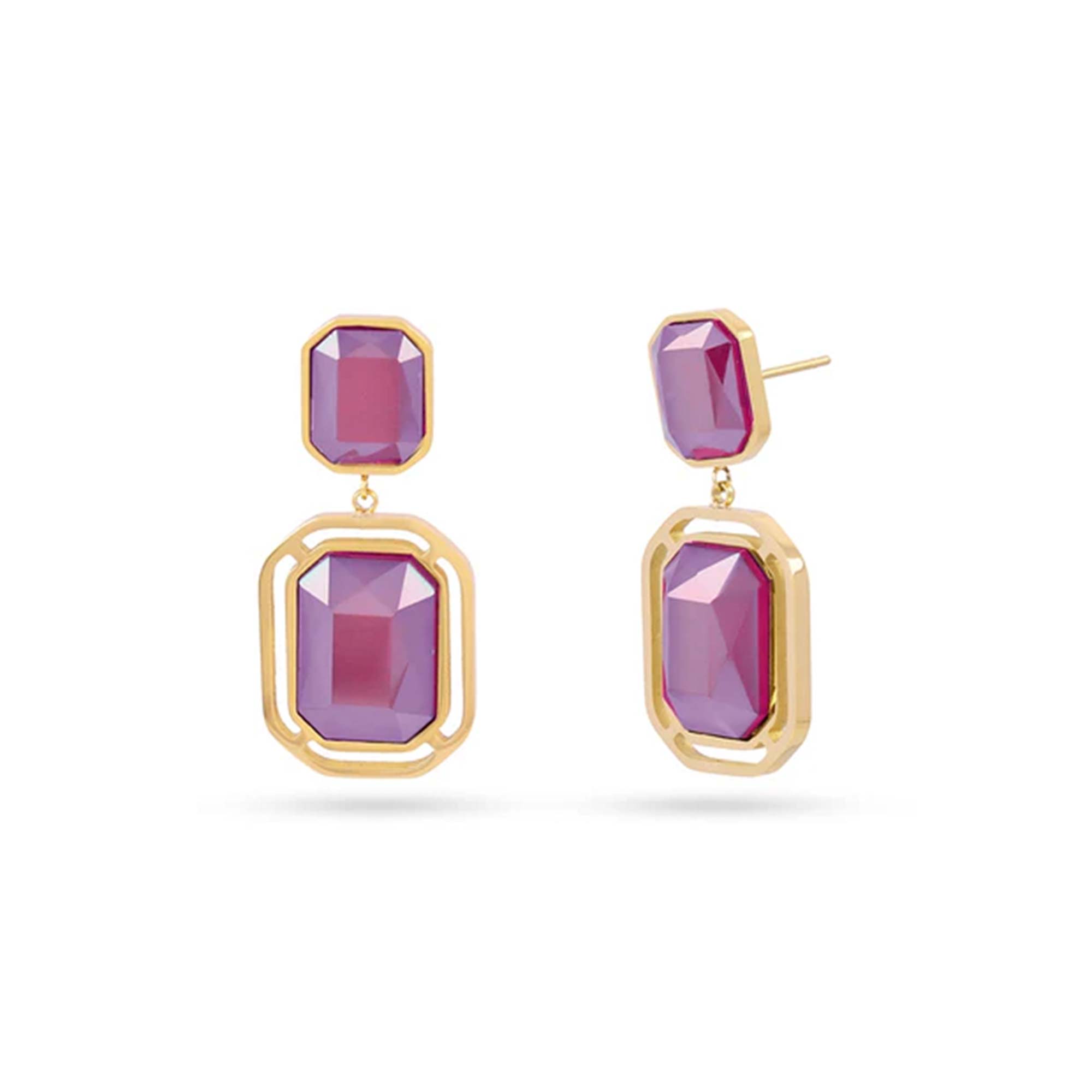 Pendientes Pixels Luni Rosa Gold