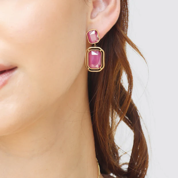 Pendientes Pixels Luni Rosa Gold - Imagen 2
