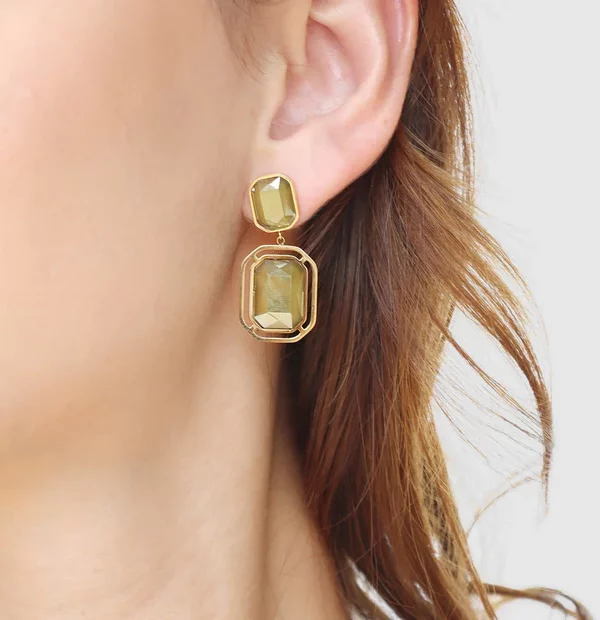 Pendientes Pixels Luni Verde Gold