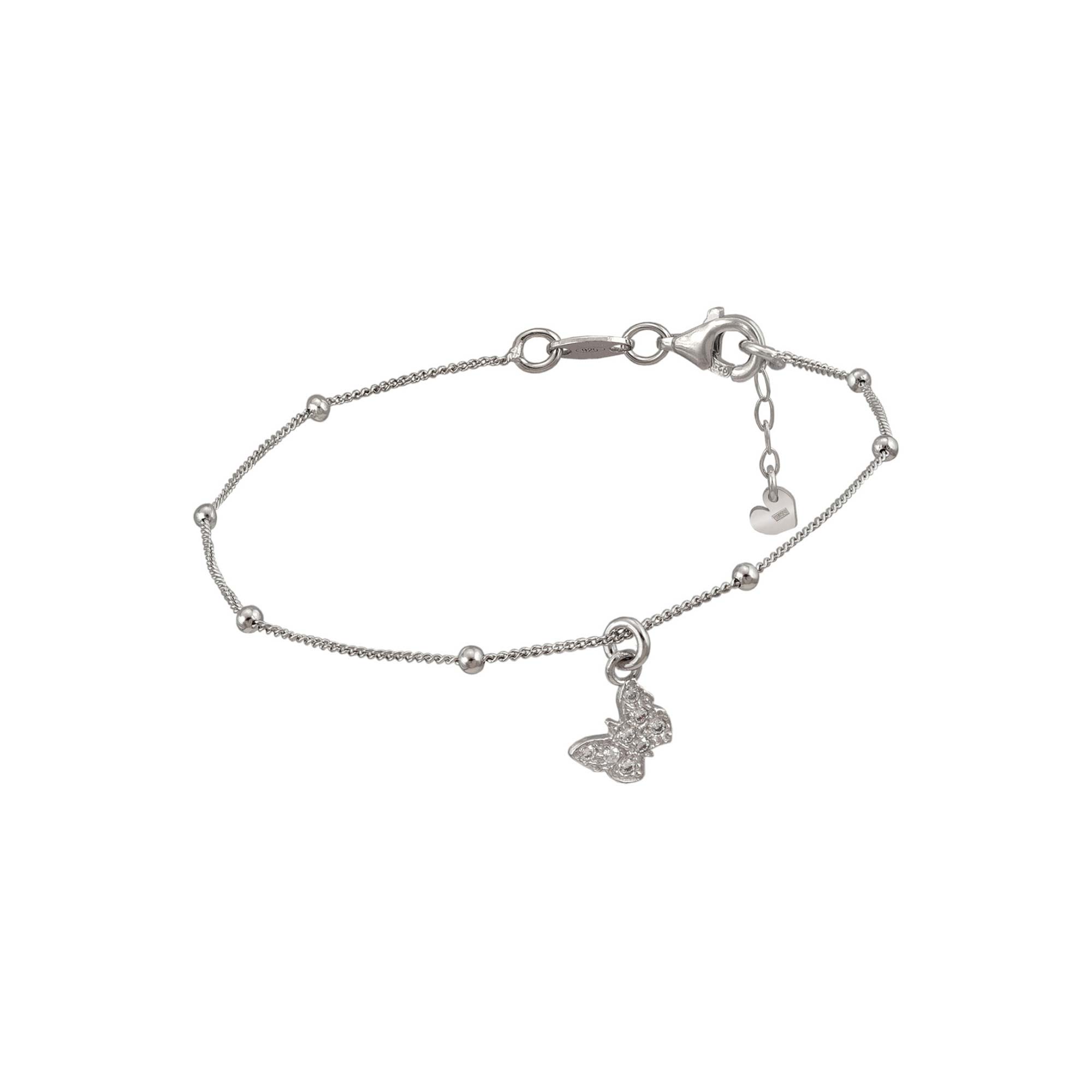 Pulsera Mariposa y Bolitas Plata
