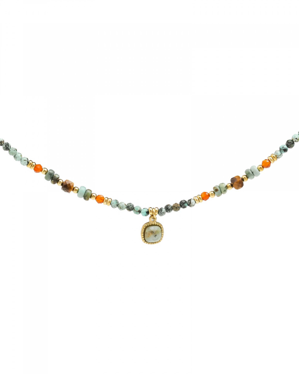 Collar Cornalina y Africana Gold