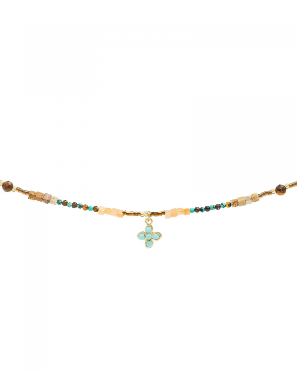 Collar Cuz Cuadrada Turquesa Gold