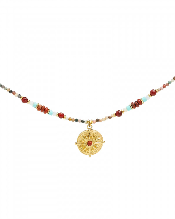 Collar Medalla Granate Gold