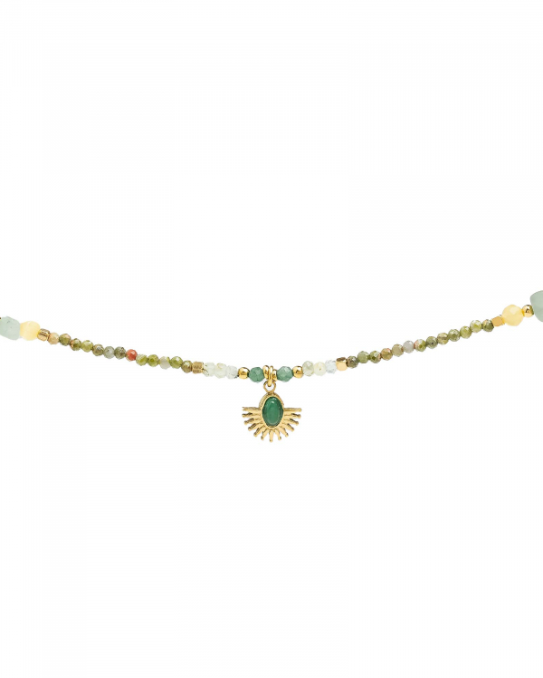 Collar Medio Sol Verde Gold