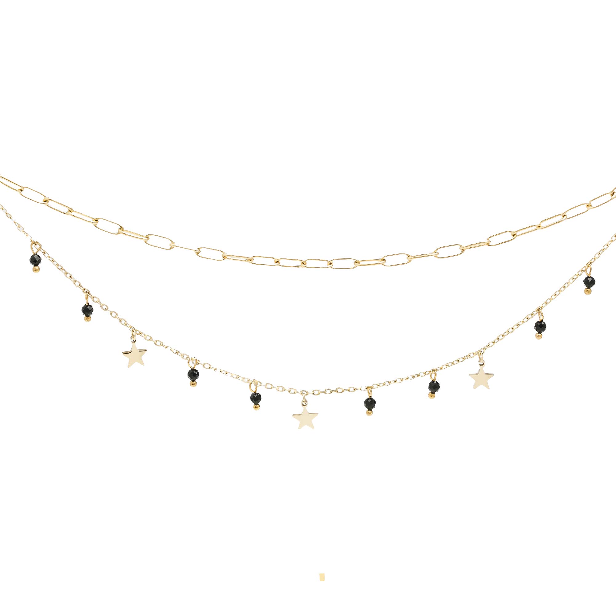 Collar doble Estrellas Onix Gold