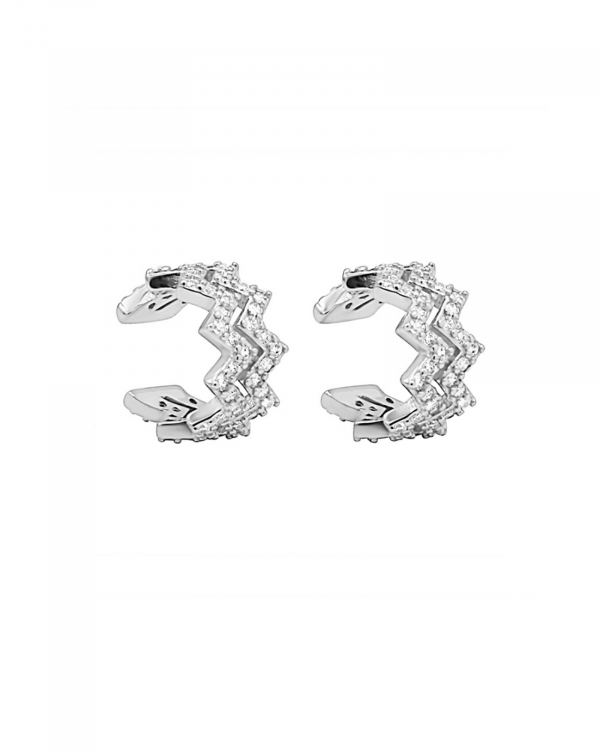 Ear Cuff Doble Zig Zag Czs Plata