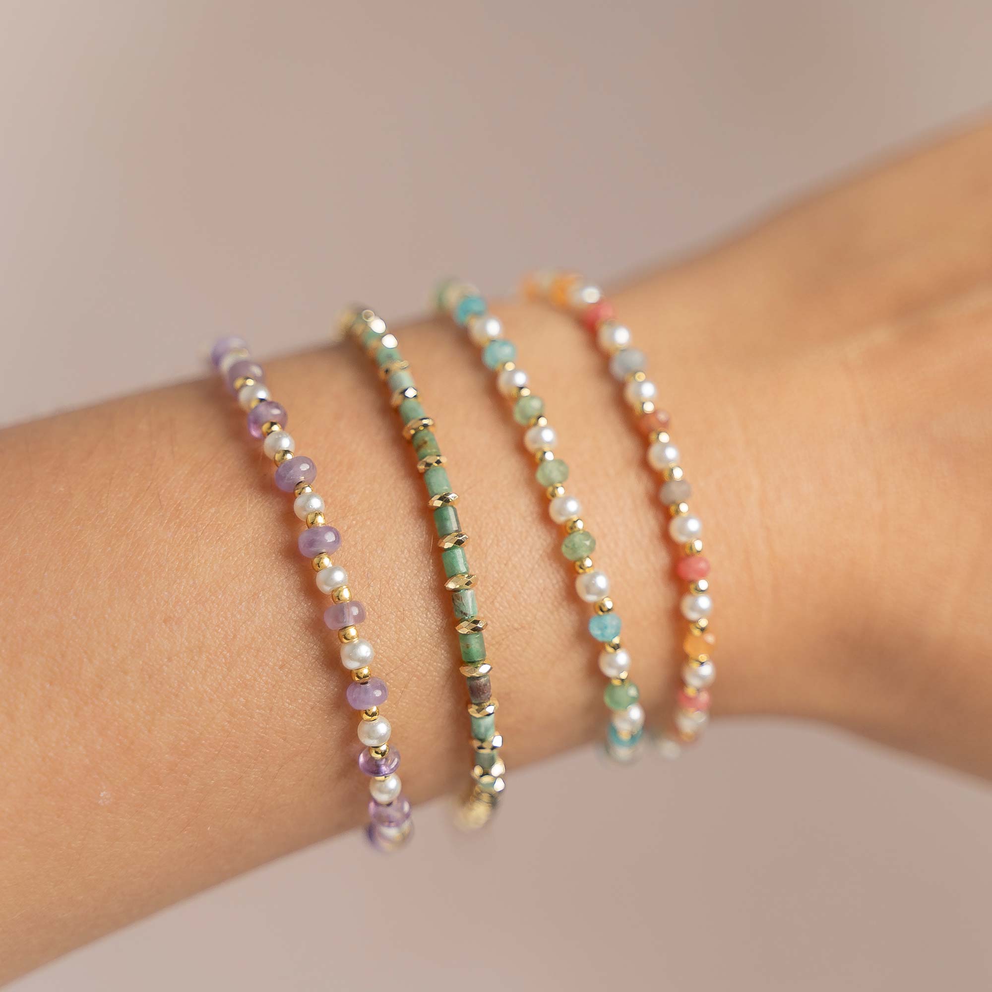 Pulsera Siena Perlitas Colors Gold - Imagen 2