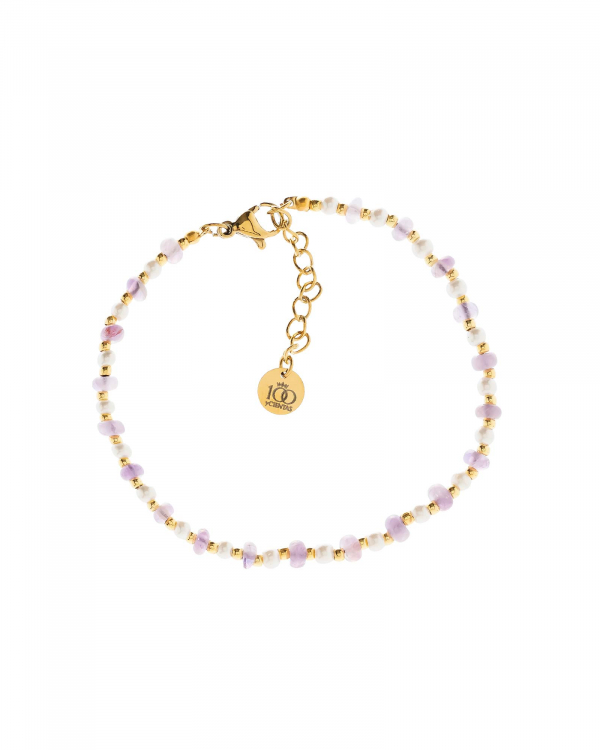 Pulsera Siena Perlitas y Amatista Gold