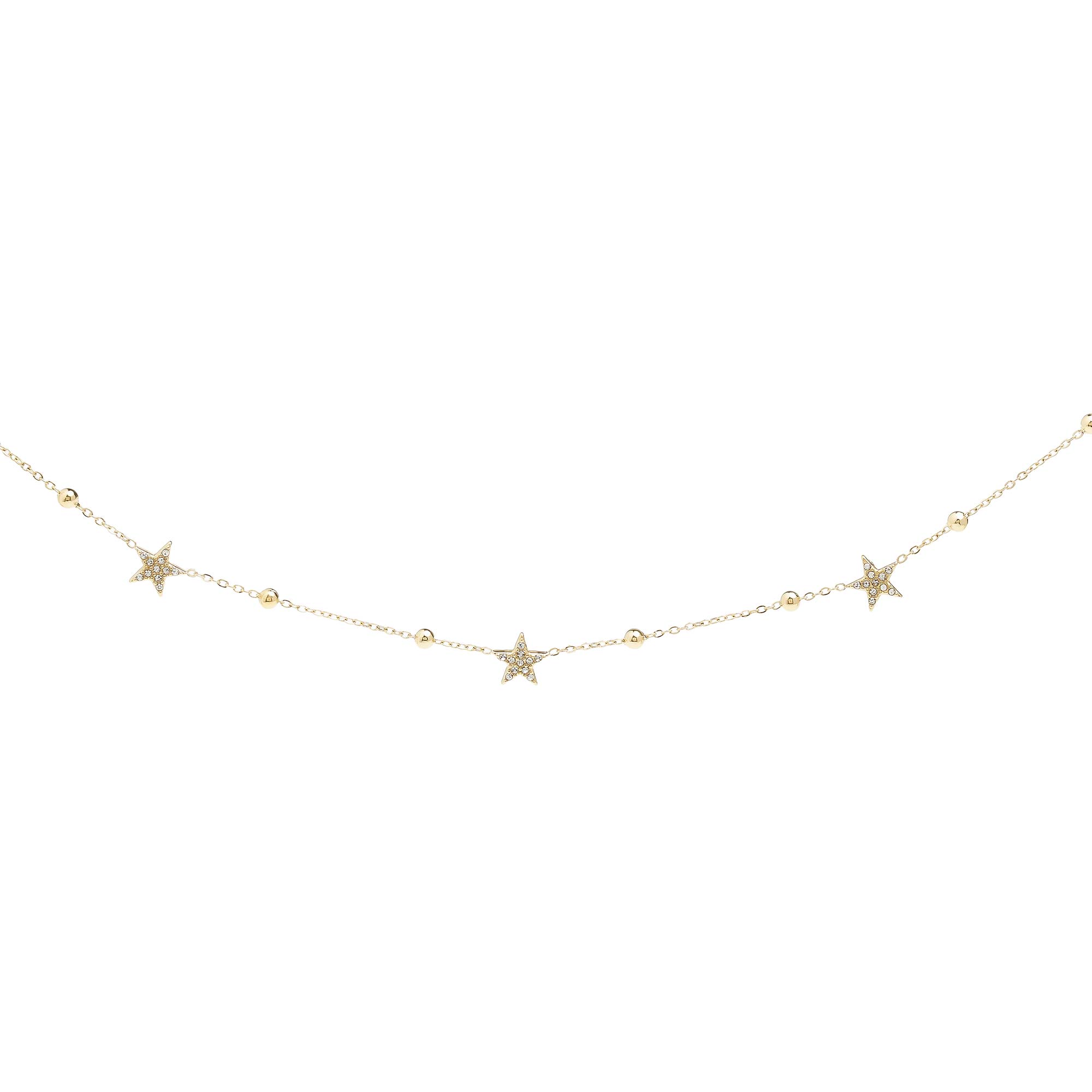 Collar Estrellas Czs y Bolitas Gold