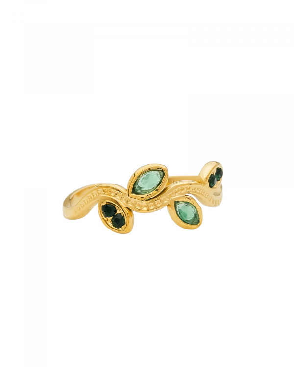 Anillo Hojas Verdes Gold