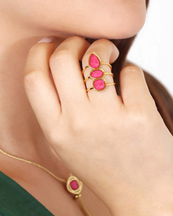 Anillo Romea Verti Fucsia Gold