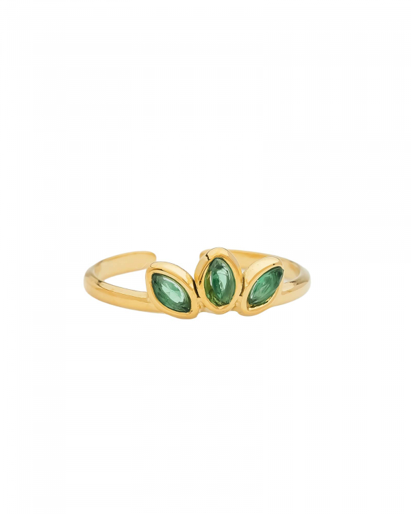 Anillo Trihoja Verde Gold