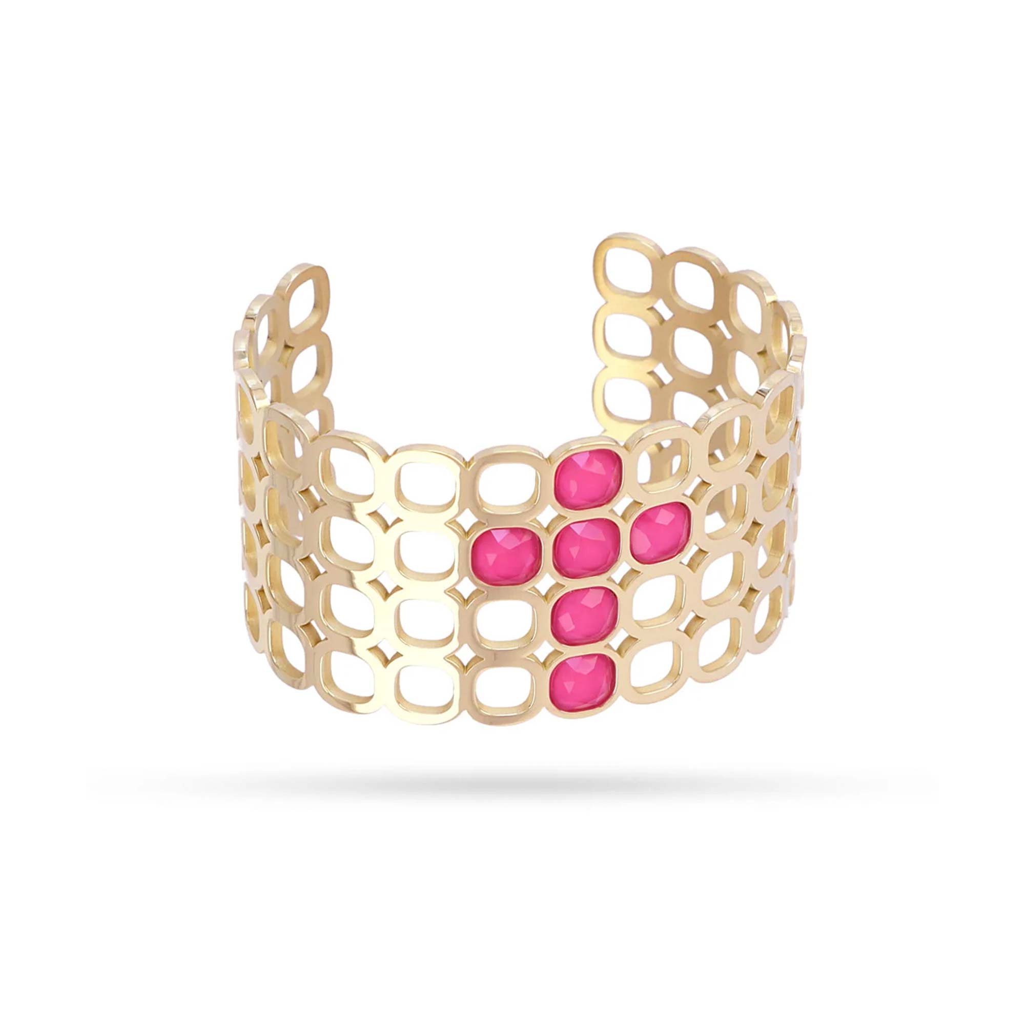 Brazalete Cruz Fucsia Gold