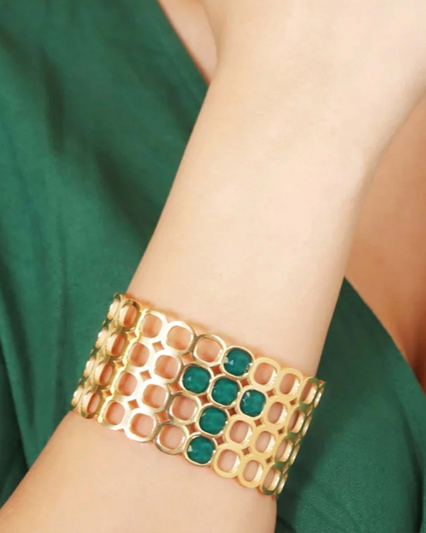 Brazalete Cruz Verde Gold