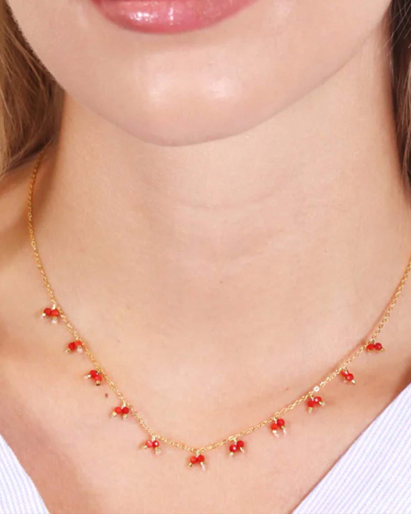Collar Pidob Cuarzo Rojo Gold