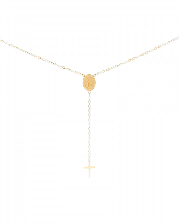 Collar Rosario Blanco Gold