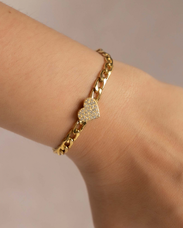 Pulsera Eslabón Corazón Czs Gold