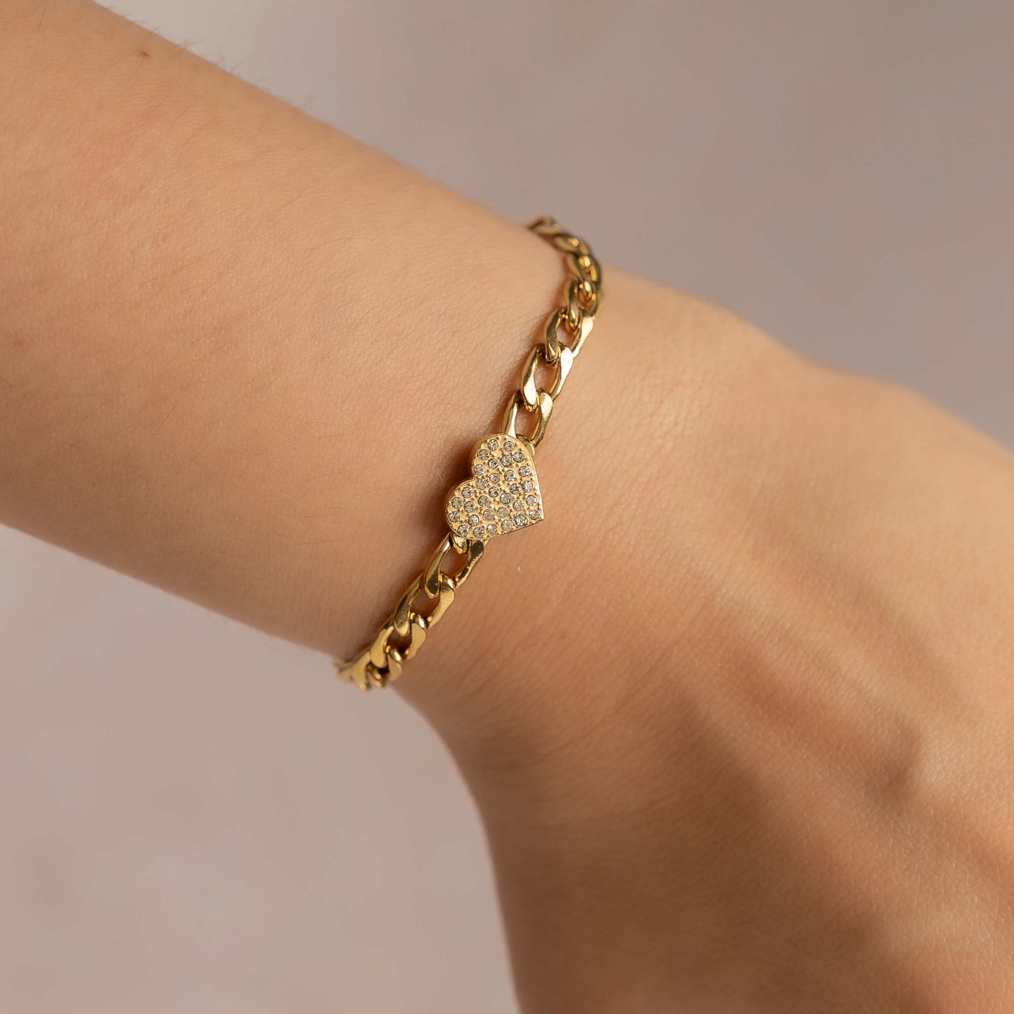 Pulsera Eslabón Corazón Czs Gold