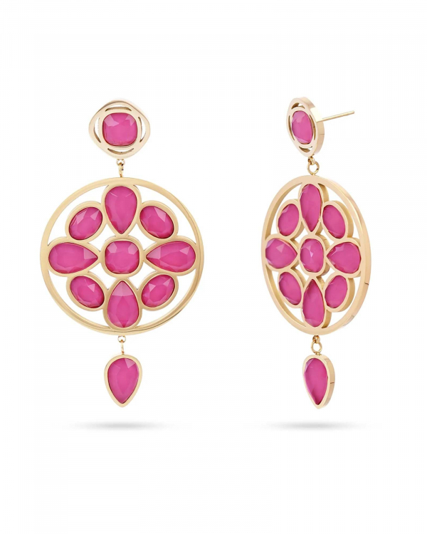 Pendientes Circulo Romea Fucsia Gold