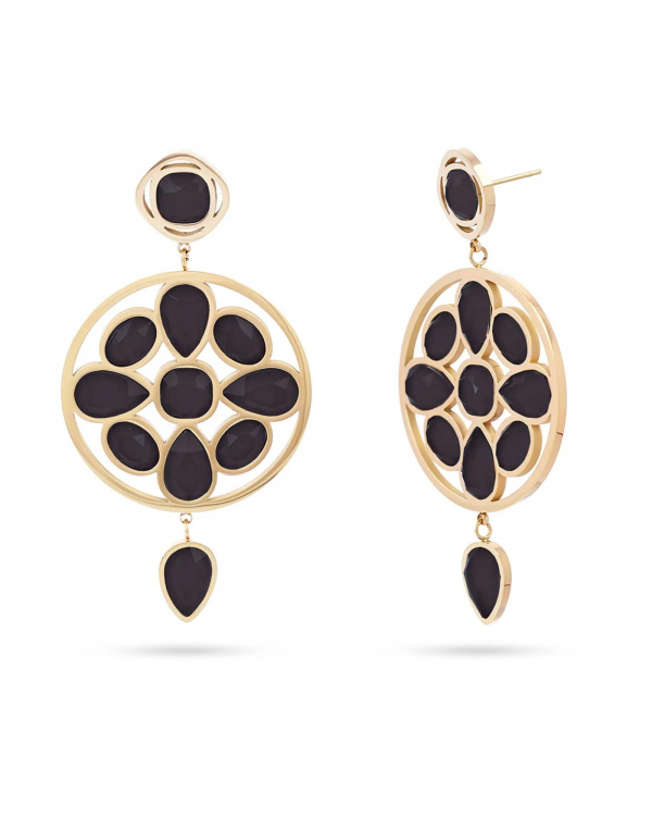 Pendientes Circulo Romea Negro Gold