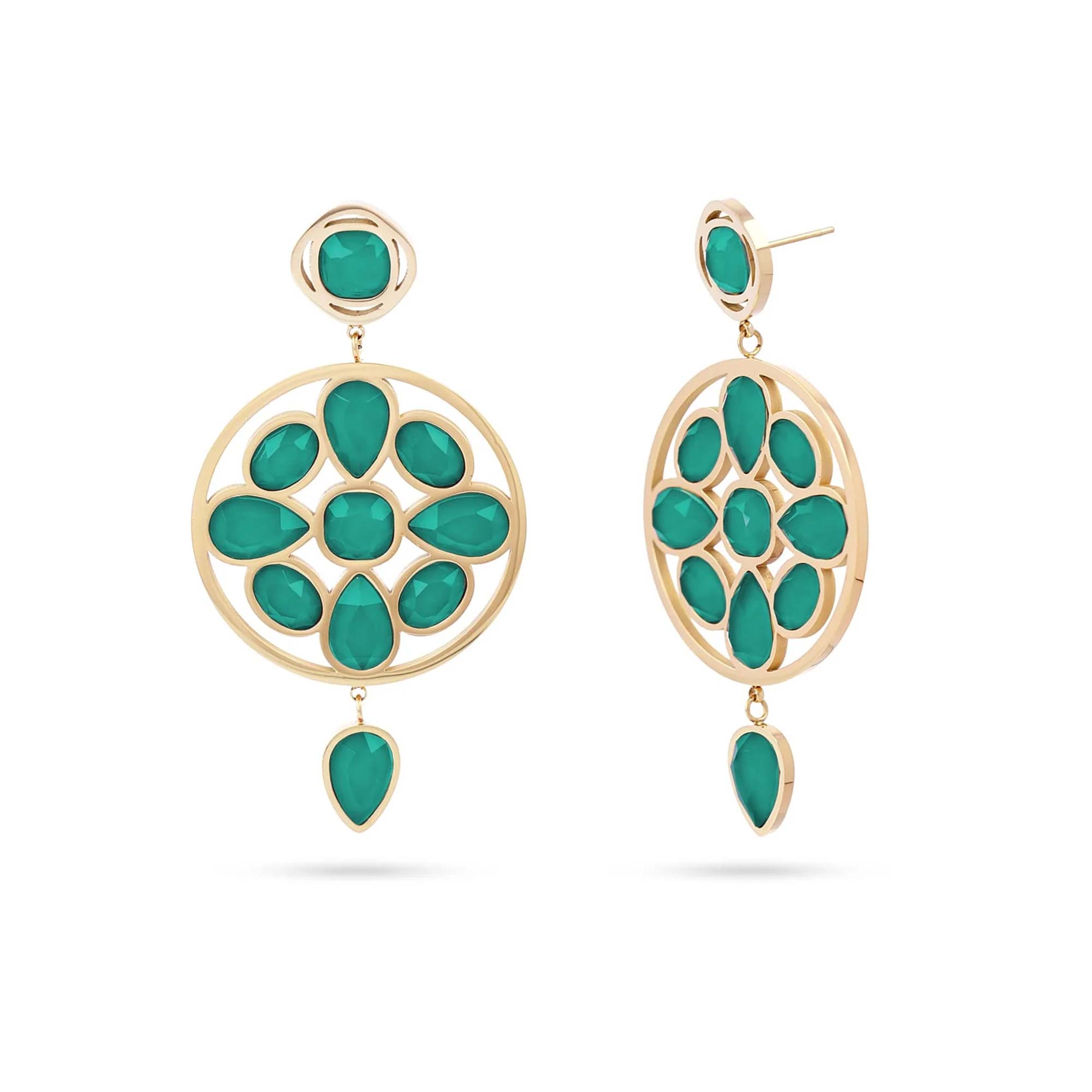 Pendientes Circulo Romea Verde Gold