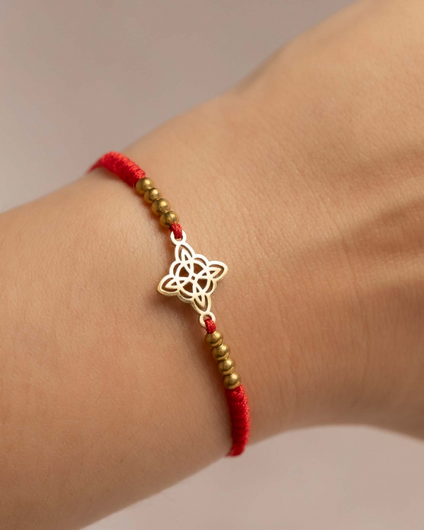 Pulsera Nudo Bruja Roja Gold