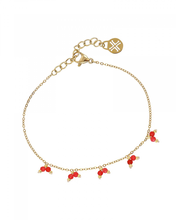Pulsera Pidob Cuarzo Rojo Gold
