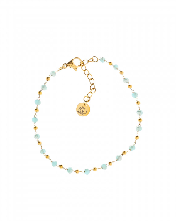 Pulsera Piedras Aguamarina Gold