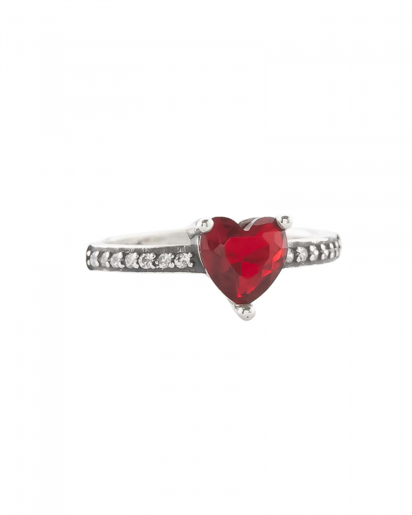 Anillo Corazón Rojo Plata