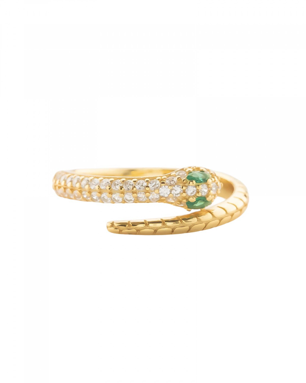 Anillo Serpiente Green Eyes Oro