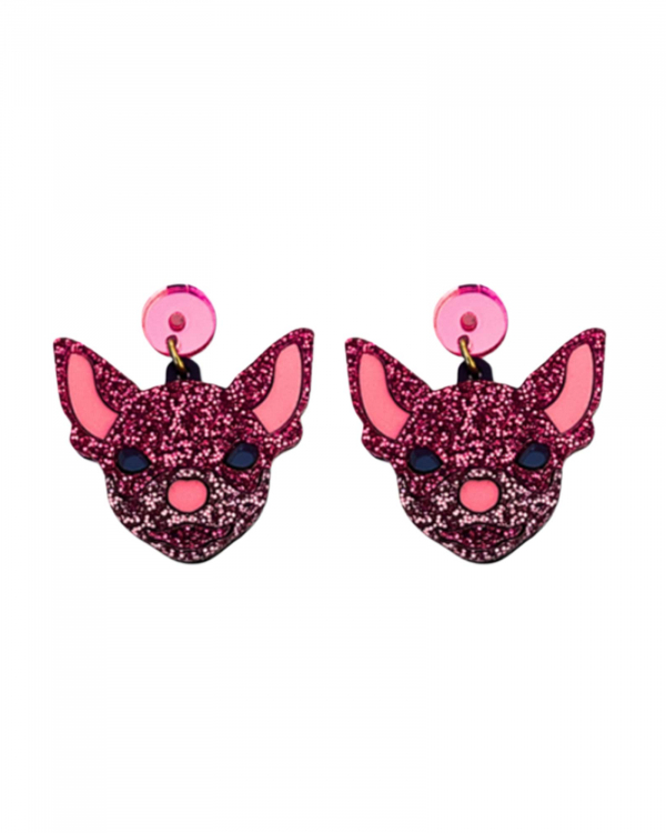 Pendientes Chihuahua Rosa METACRILATO