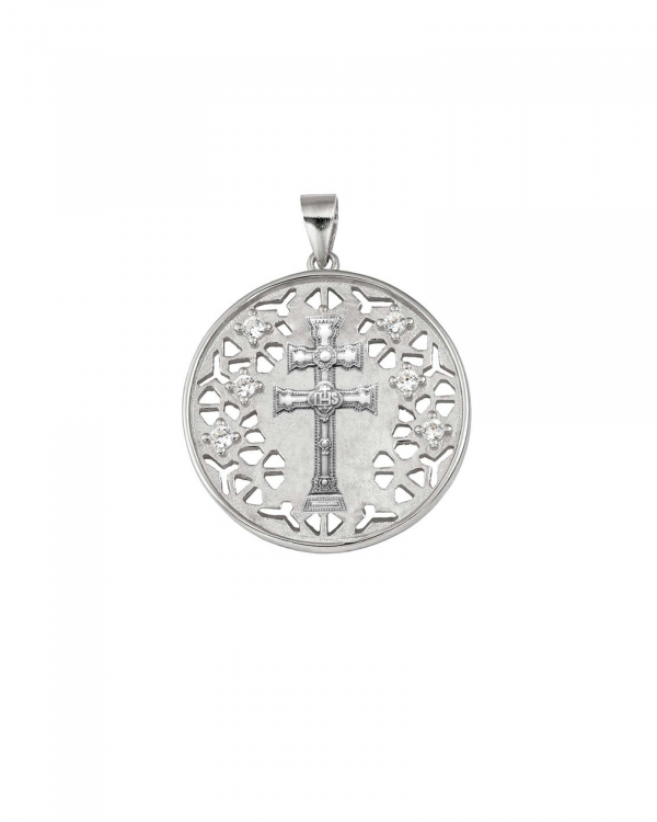 Colgante Medalla Cruz Caravaca Plata