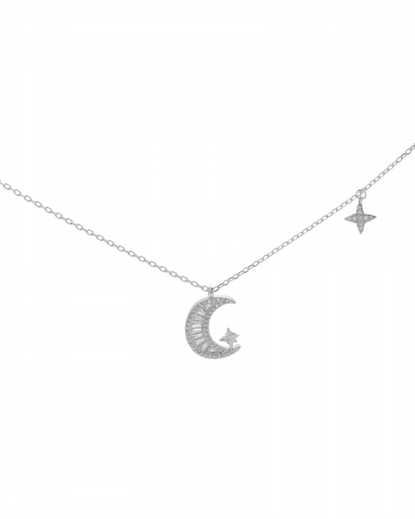 Collar Luna Estrellitas Plata