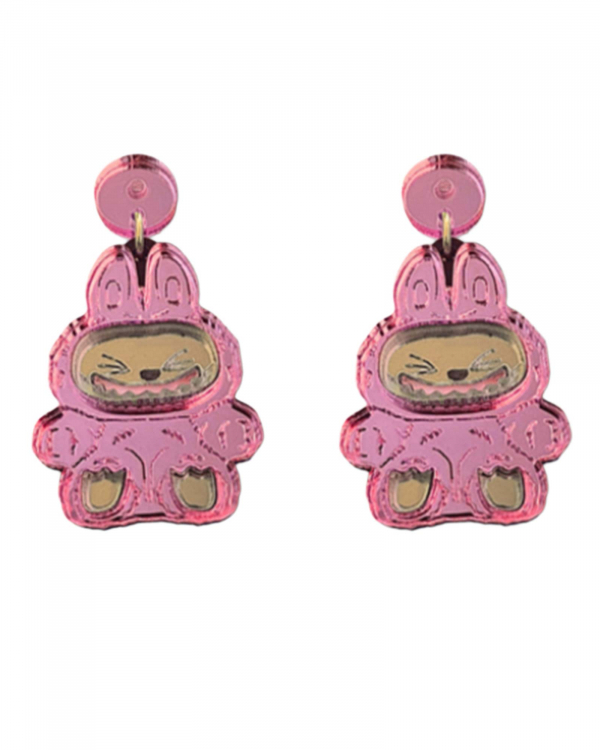 Pendientes Labubú Rosa METACRILATO