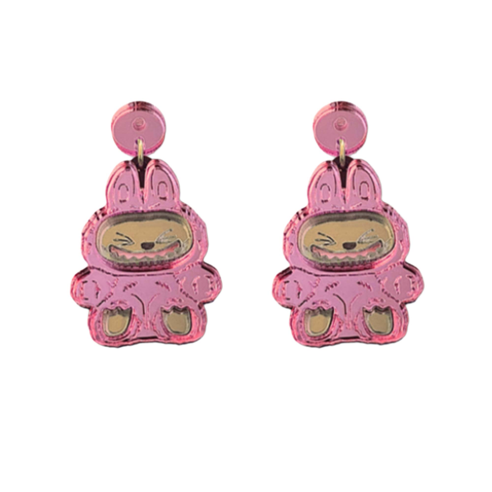 Pendientes Labubú Rosa METACRILATO