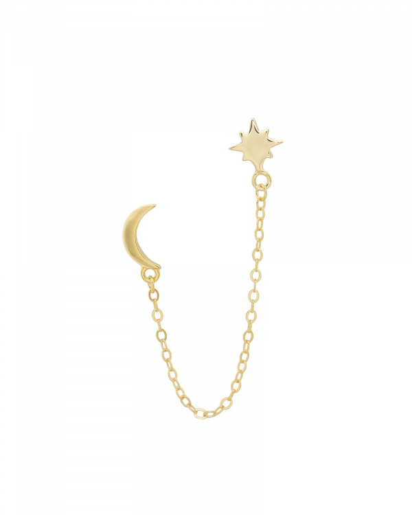 Pendiente Luna Polar Cadena Oro