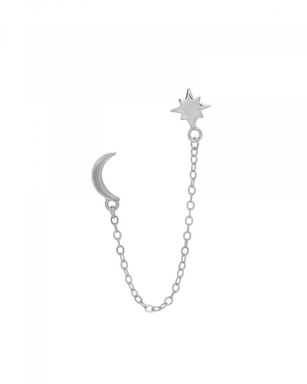 Pendiente Luna Polar Cadena Plata